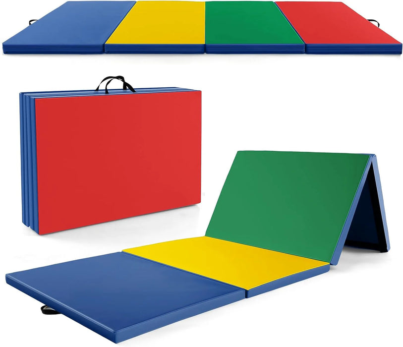 Goplus Folding Gymnastics Mat, 10’ x 4’ x 2’’ Thick Tumbling Mats