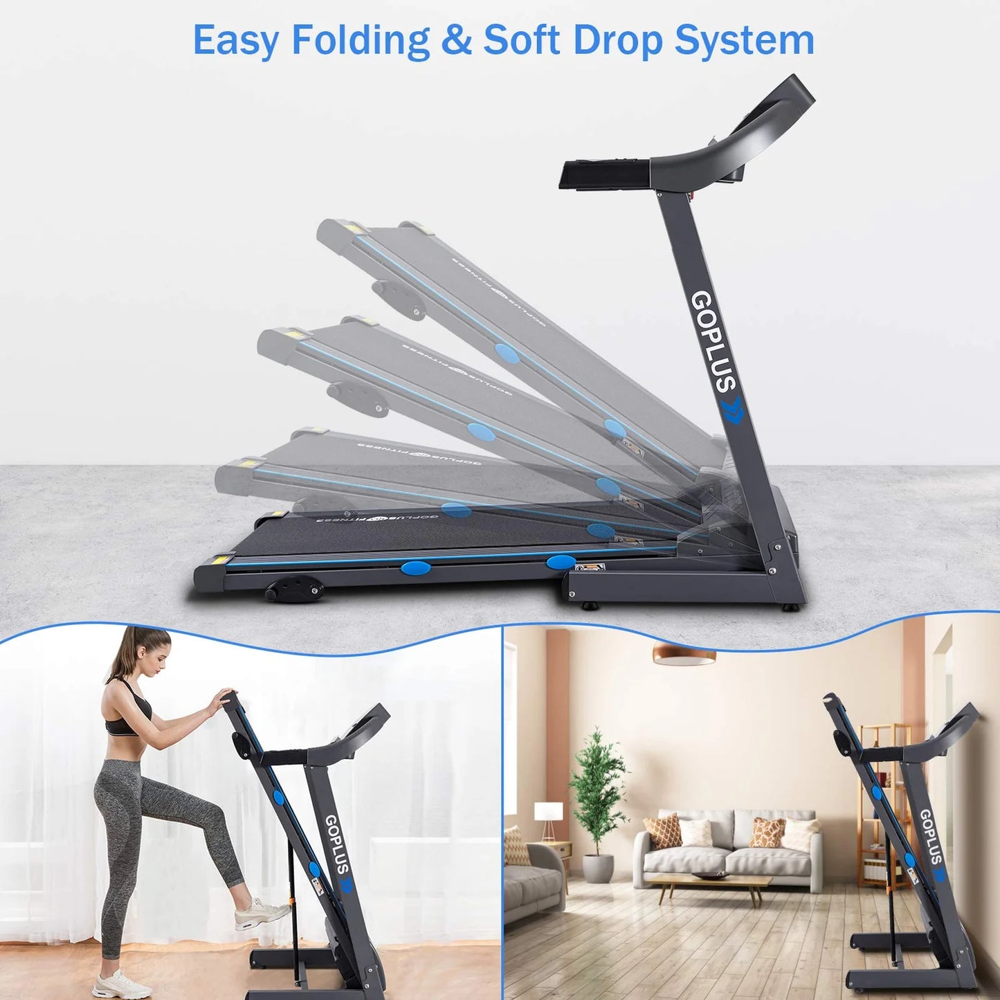 Goplus 2.25HP Folding Treadmill with Incline