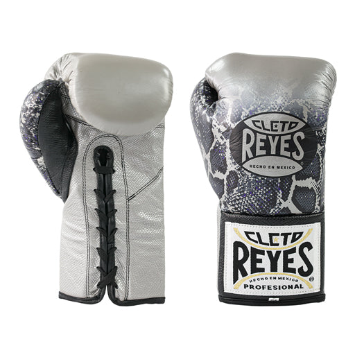 Cleto Reyes Professional Boxing Gloves – Silver/Black Steel Snake