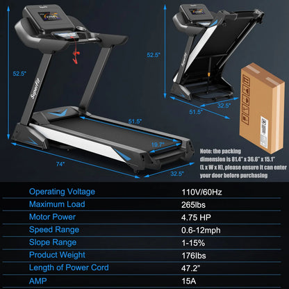 Goplus 4.75HP 7 layer Folding Treadmill